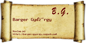 Barger György névjegykártya